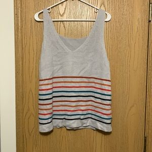 Striped V-neck tank top